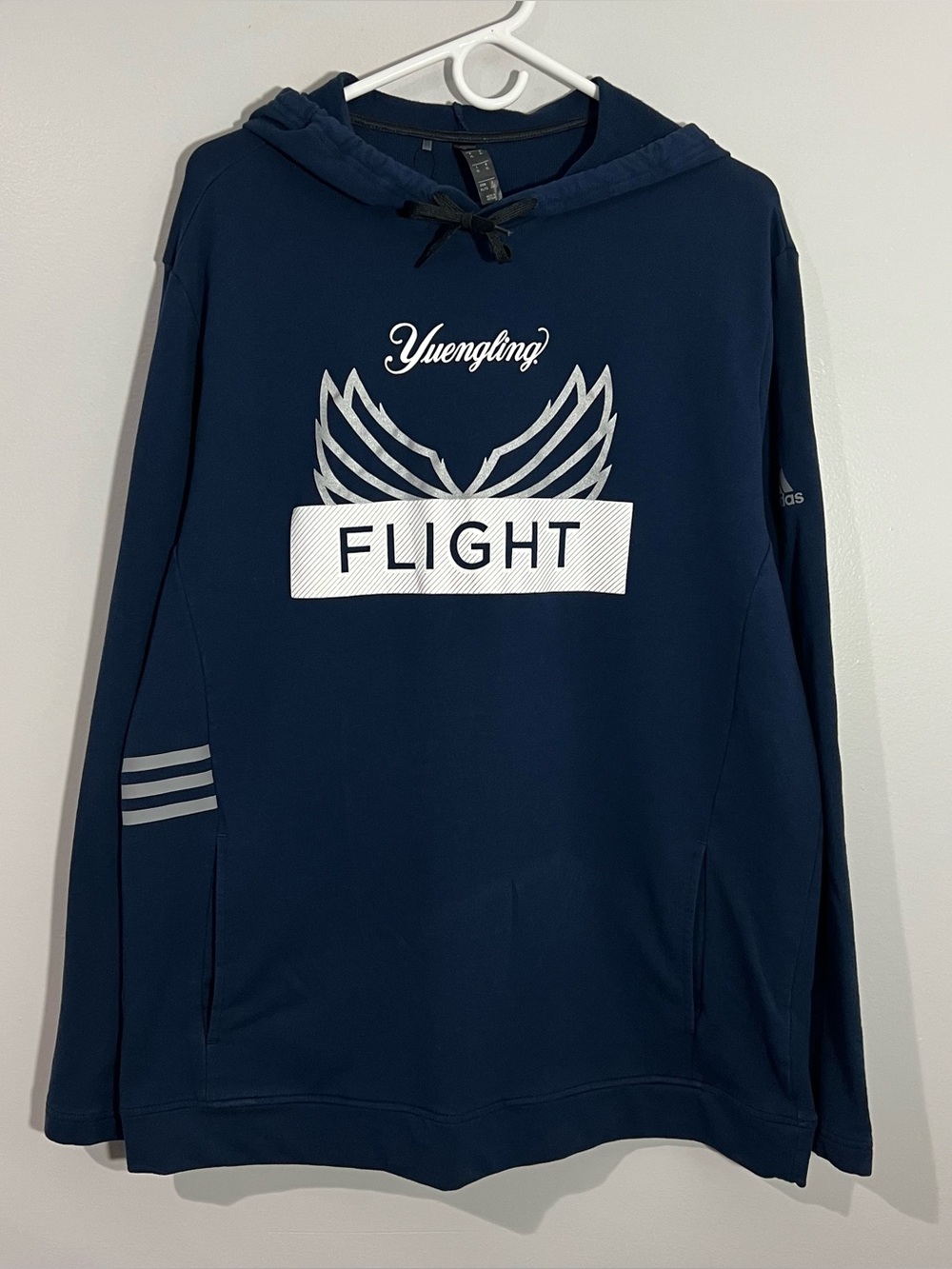 Adidas Yuengling Flight Beer Blue Silver Pullover Sweatshirt Hoodie Mens XL